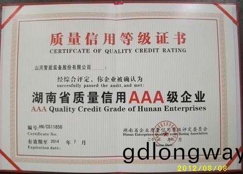 湖南省(sheng)質(zhi)量信用(yong)AAA級企(qi)業