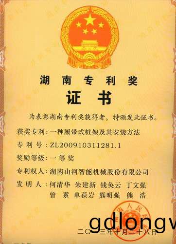 湖南(nan)省(sheng)專(zhuan)利一(yi)等獎(jiang)（一種(zhong)履(lv)帶(dai)