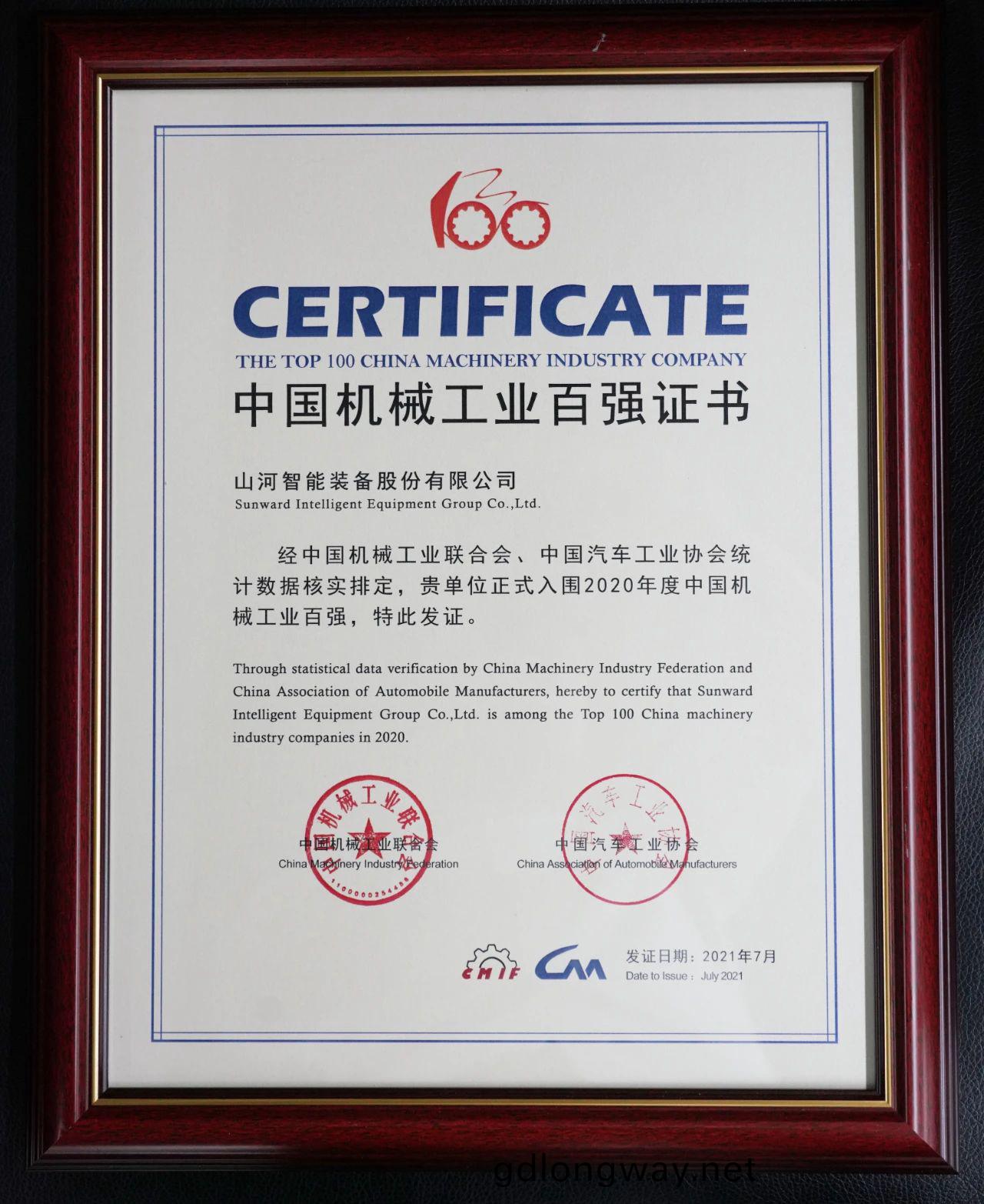 2020年(nian)度(du)中國(guo)機(ji)械(xie)工業(ye)百強正(zheng)式髮佈(bu)，山(shan)河智(zhi)能(neng)排名(ming)再(zai)度(du)躍陞(sheng)