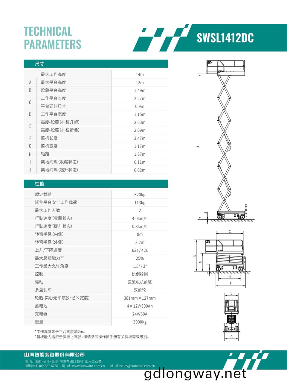 SWSL1412DC 電動(dong)電(dian)驅剪叉(cha)式高空(kong)作業(ye)平檯